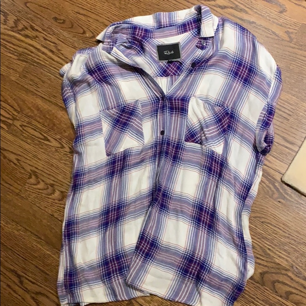 Beautiful white/blue plaid Rails sleeveless shirt